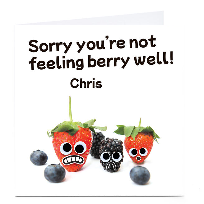 Personalised Hello Munki Get Well Soon Card - Not Feeling Berry Well