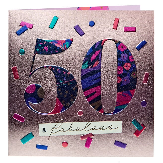 Boutique 50th Birthday Card - Fabulous Confetti