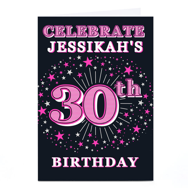Personalised 30th Birthday Invitation - Pink Stars