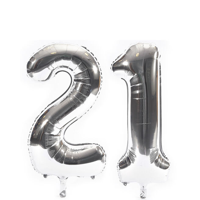 Hello 21 and Champagne Glass Silver Foil Design Balloons for 21st Birthday  Party - Bed Bath & Beyond - 31051373