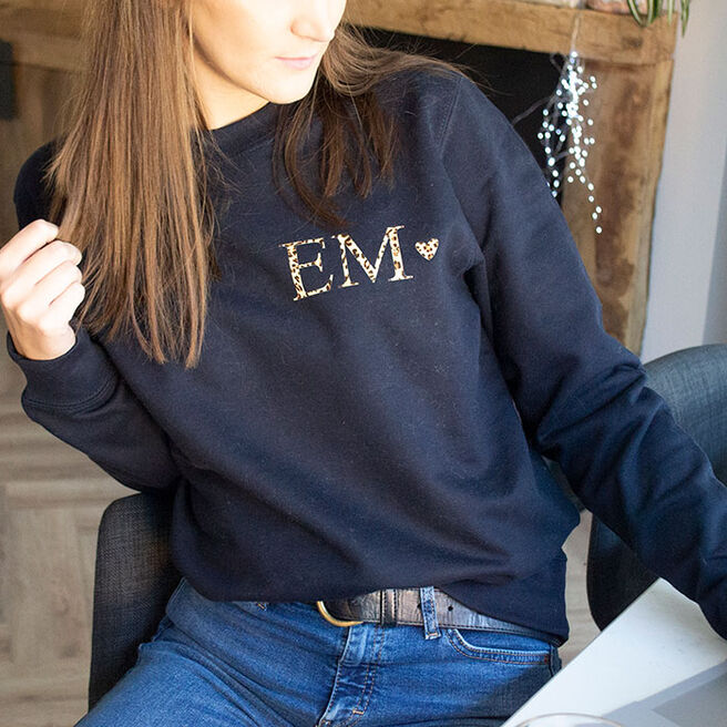 Personalised Jumper - Leopard Print Initials