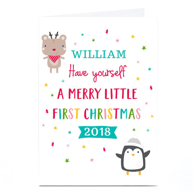 Personalised Christmas Card - Merry Little First Christmas