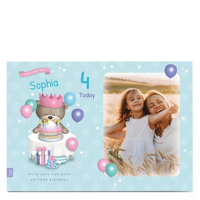 Photo Hugs Bear Birthday Card - 4 Today