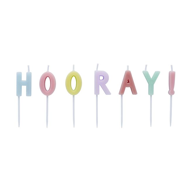 Pastel Hooray Cake Candles - Pack of 7