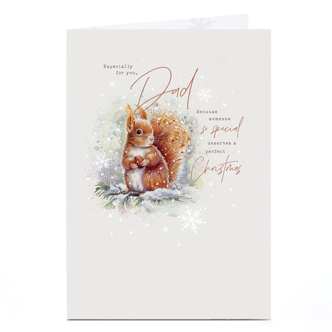 Christmas Card - Red Squirrel Snowy Branch, Especially For You Dad