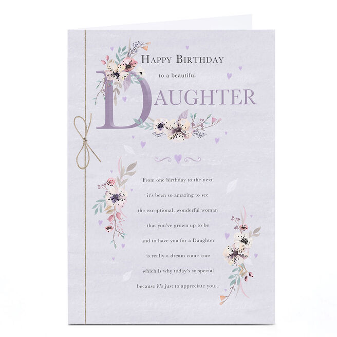Birthday Card - Beautiful Daughter Purple