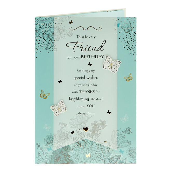 Birthday Card - To A Lovely Friend Butterflies