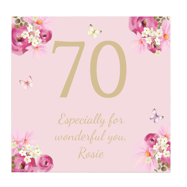 Personalised Belgian Chocolates - Pink Floral, Editable Age