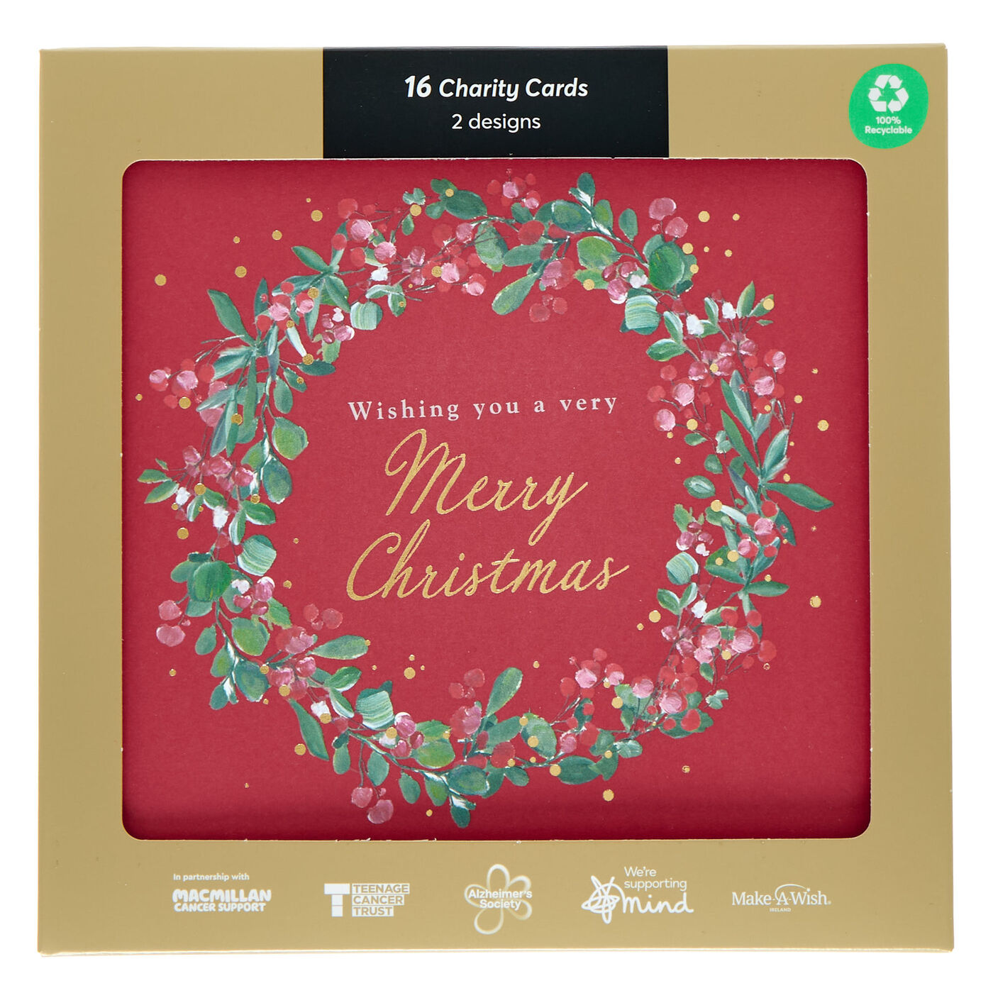 Buy 16 Charity Christmas Cards Tree & Wreath (2 Designs) for GBP 1.99 Card Factory UK