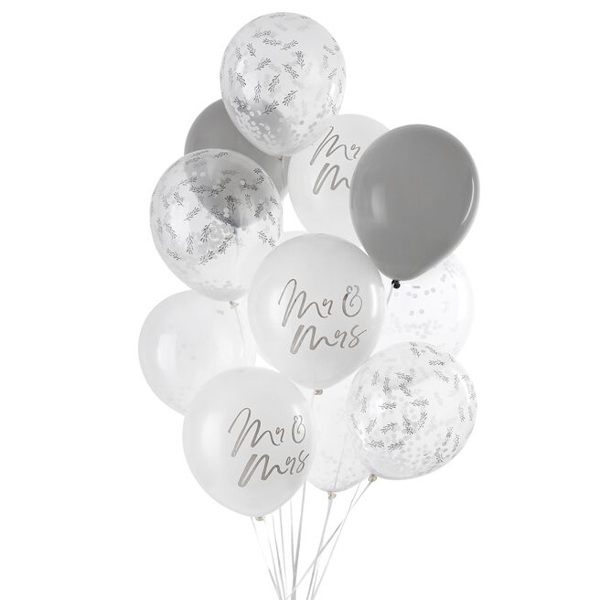 Mr & Mrs 12-Inch Latex Balloons - Pack of 12