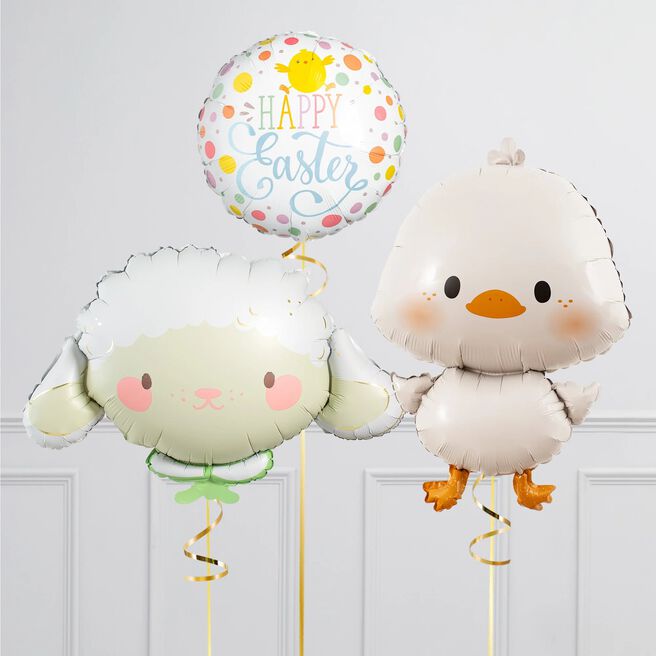 Supershape Lamb & Duckling Easter Balloon Package - Delivered Inflated!