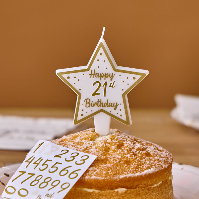 Personalised Gold Star Birthday Candle & Stickers