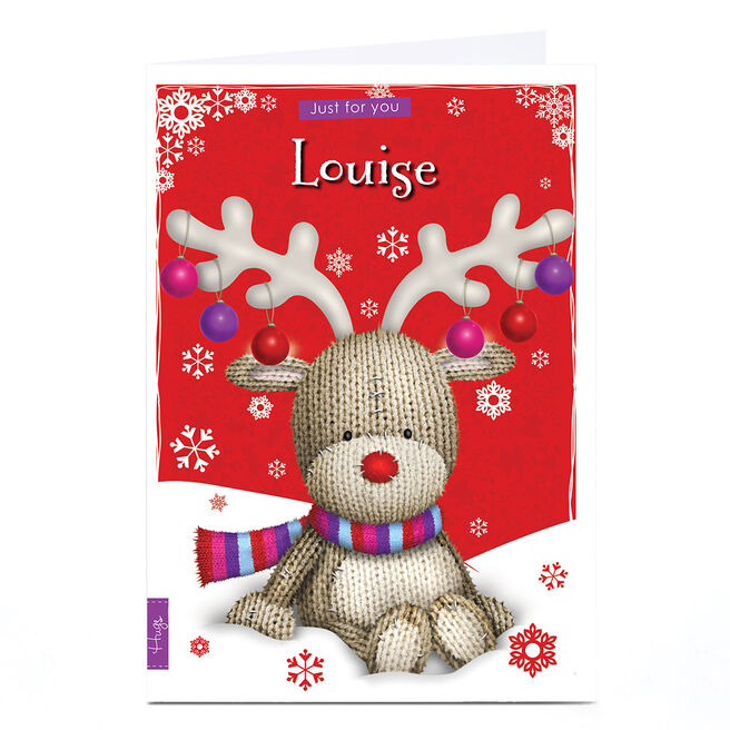 Personalised Hugs Bear Christmas Card - Reindeer