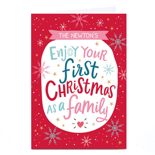 Personalised Dotty Black Designs Christmas Card - First Family Christmas