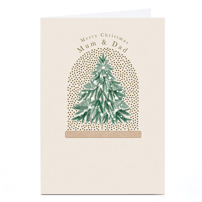 Personalised Christmas Card - Tree in Snow Globe, Mum & Dad