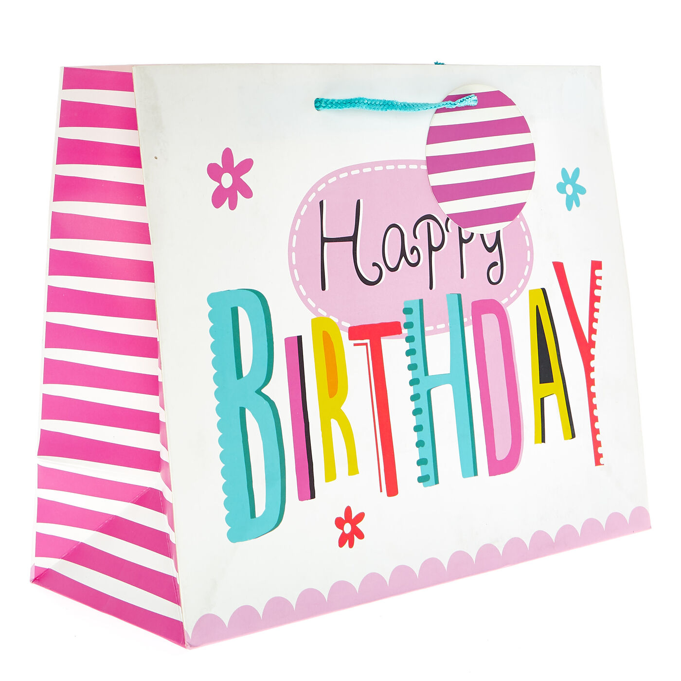 Buy Large Landscape Gift Bag Happy Birthday Flowers for GBP 1.29