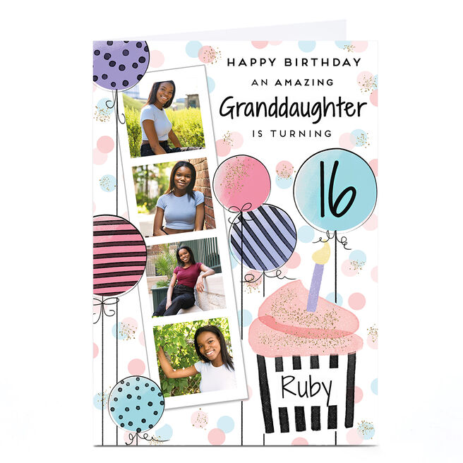 Photo Birthday Card - Polaroid Strip, Editable Age & Recipient