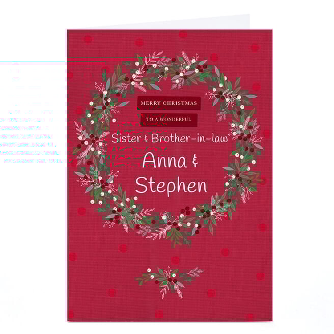 Personalised Kerry Spurling Christmas Card - Red Wreath Merry Christmas To a Wonderful