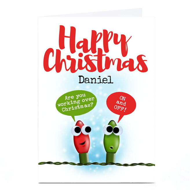 Personalised PG Quips Christmas Card - Fairy Lights 
