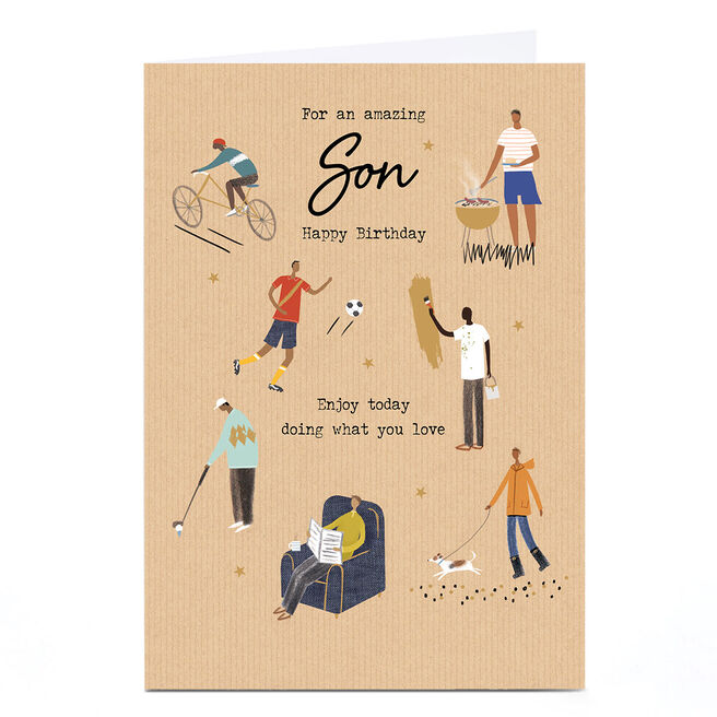 Personalised Birthday Card - Doing What You Love Activities, Son