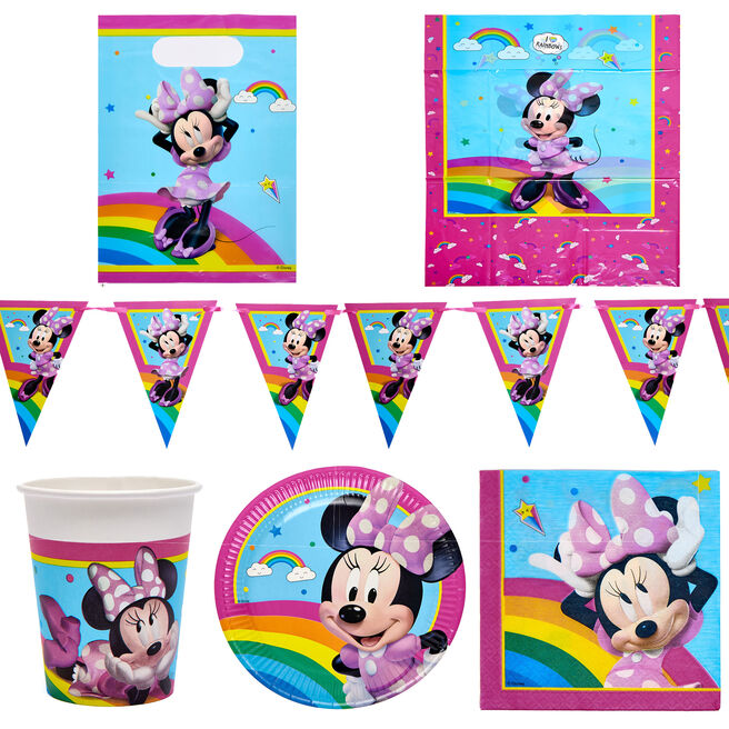 Minnie Junior Party Tableware & Decorations Bundle - 16 Guests