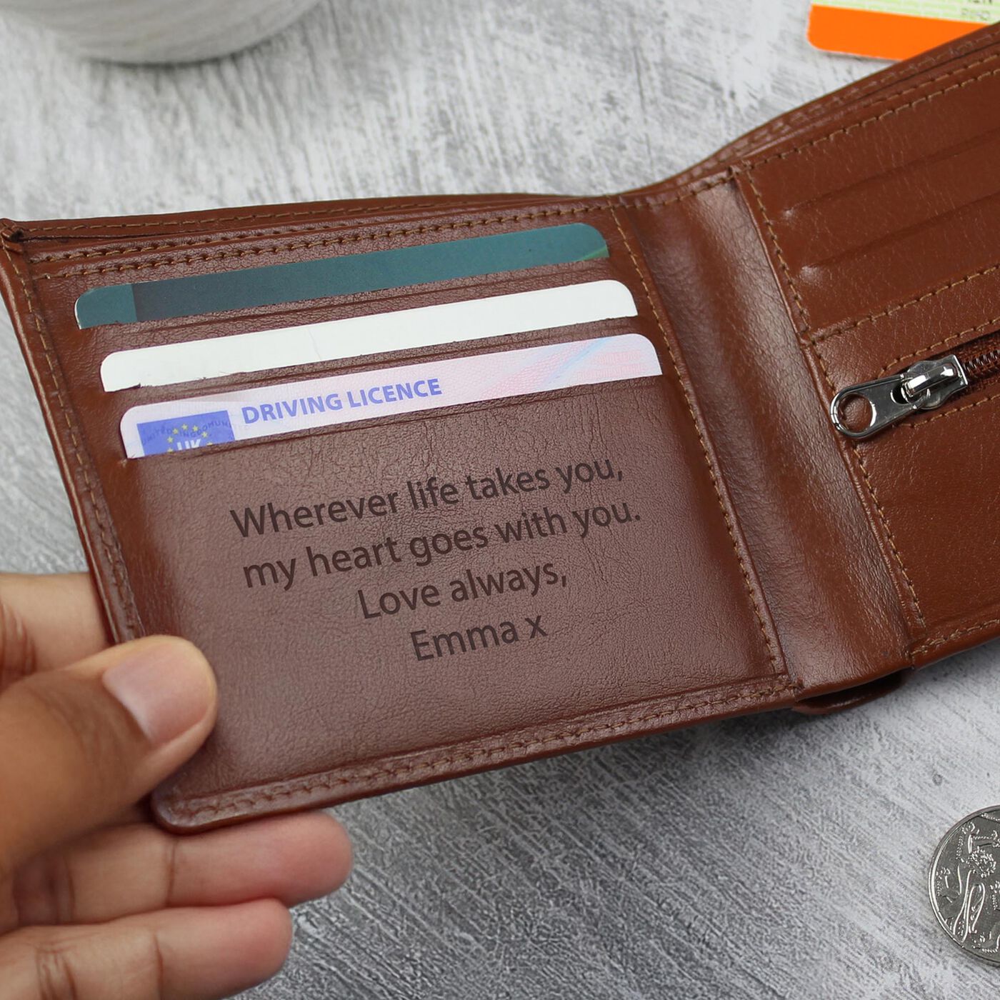 Buy Personalised Free Text Tan Leather Wallet for GBP 19.99 | Card ...