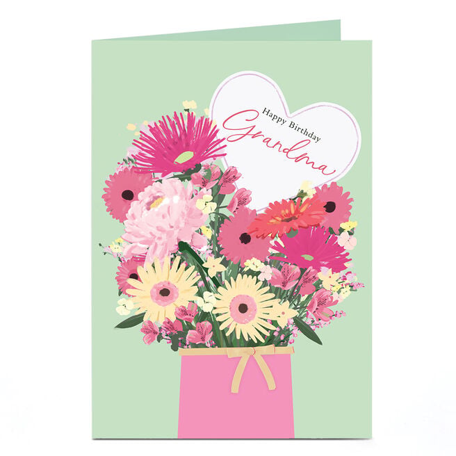 Birthday Card - Pink Flower Bouquet, Grandma