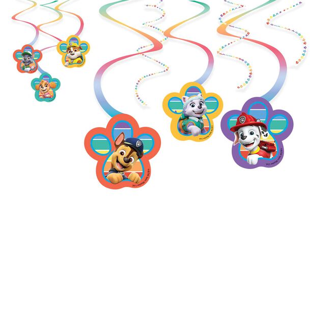 Paw Patrol Paper Swirl Decorations - Pack of 6