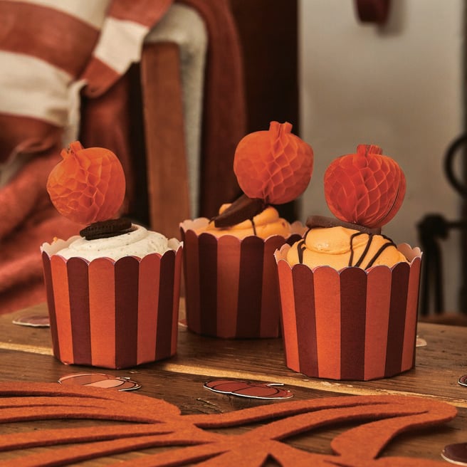 Pumpkin Honeycomb Food Picks & Food Cup Set - Pack of 10