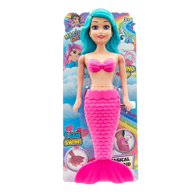 Magical Mermaid Wind Up Toy - Pink Tail & Green Hair