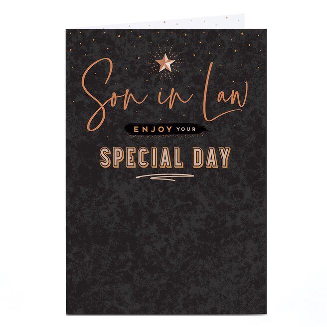 Birthday Card - Black and Bronze Special Day, Son-in-Law