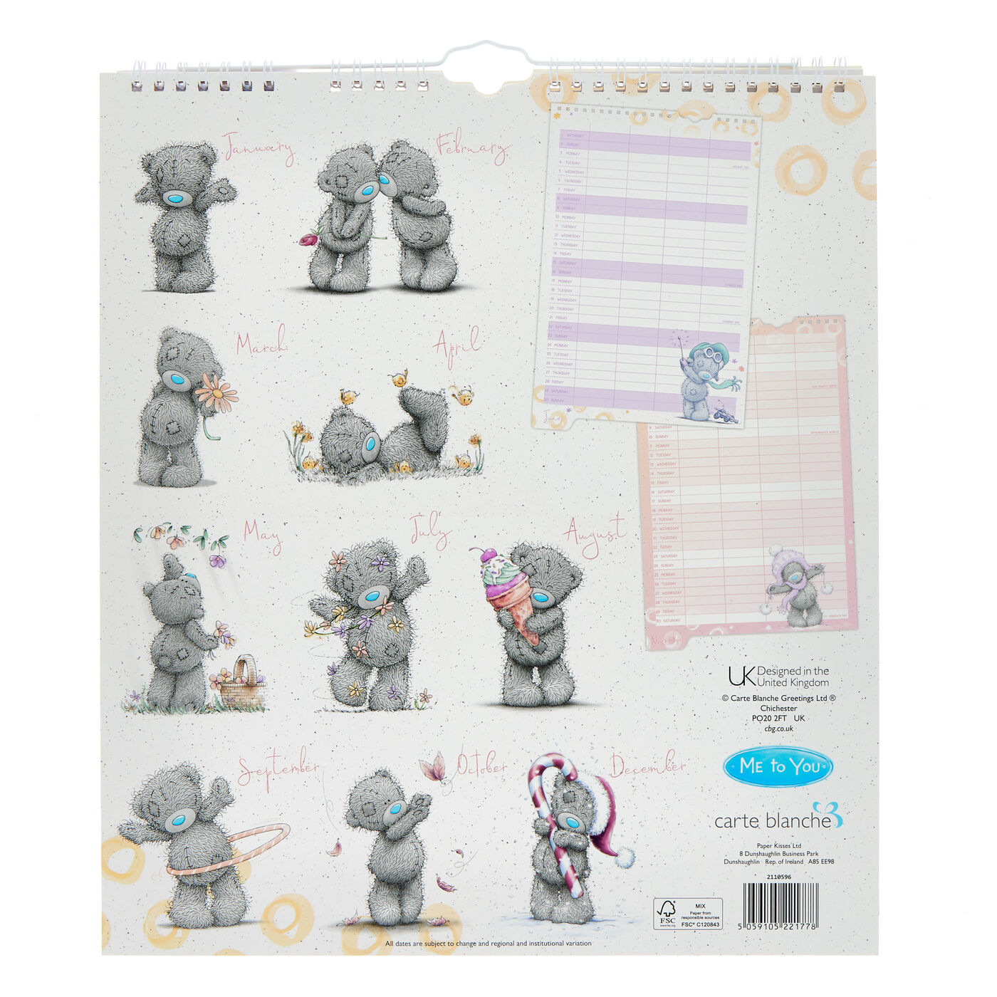 Me To You Tatty Teddy 2025 Calendario De Computadora