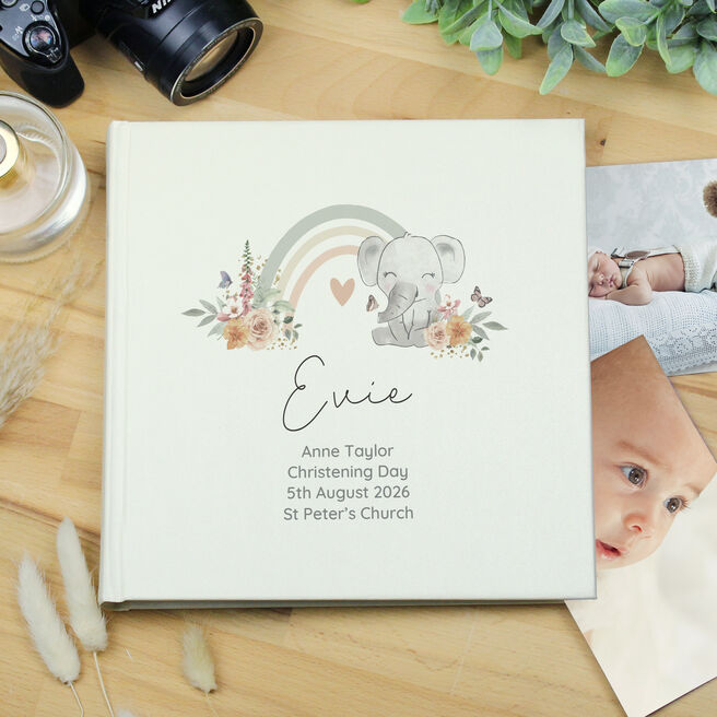 Personalised Floral Elephant Square Photo Album