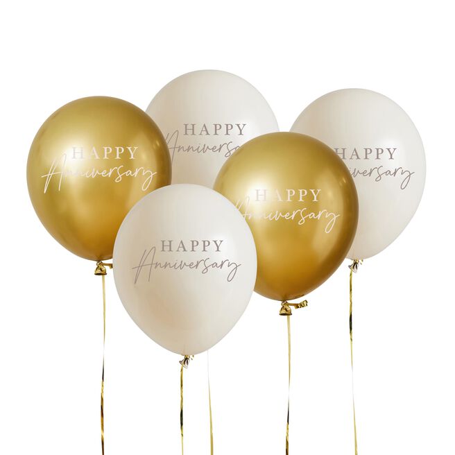 Anniversary 12-Inch Latex Balloons - Pack of 5