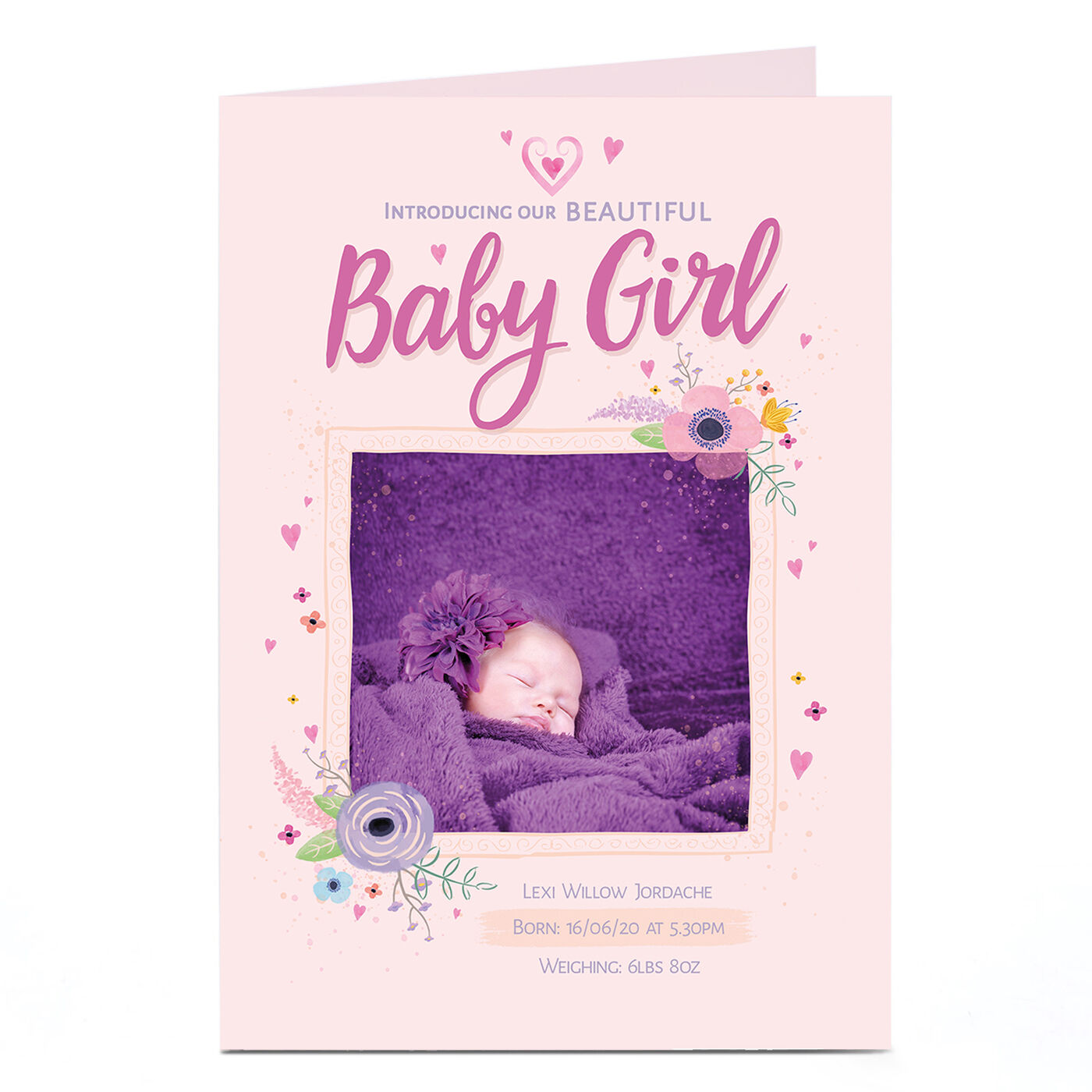 Buy Photo New Baby Announcement Card Beautiful Girl for GBP 1.79