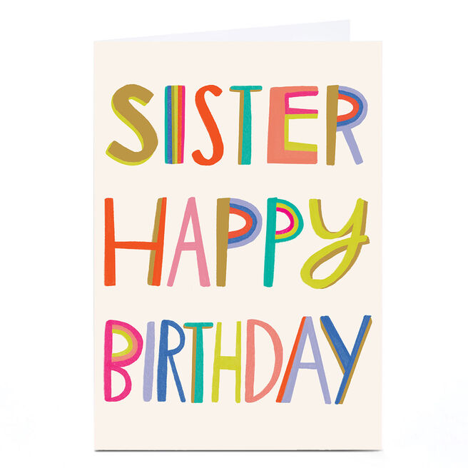Personalised Birthday Card - Bright Letters, Sister