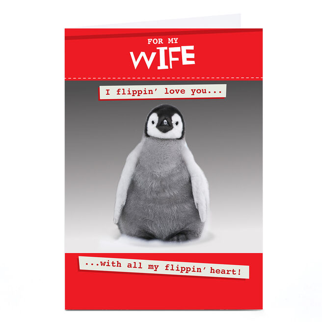 Personalised Valentine's Day Card - Wife Cute Penguin
