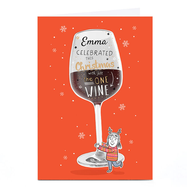 Personalised Christmas Card - Just The One Wine