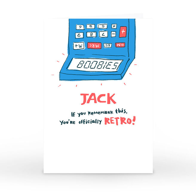 Personalised Hew Ma Card - Retro Calculator 