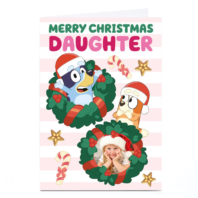 Photo Bluey Christmas Card - 1 Photo Merry Christmas, Daughter