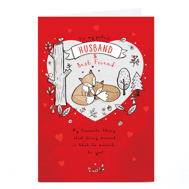 Personalised Valentine's Day Card - Foxes Cuddling, Husband