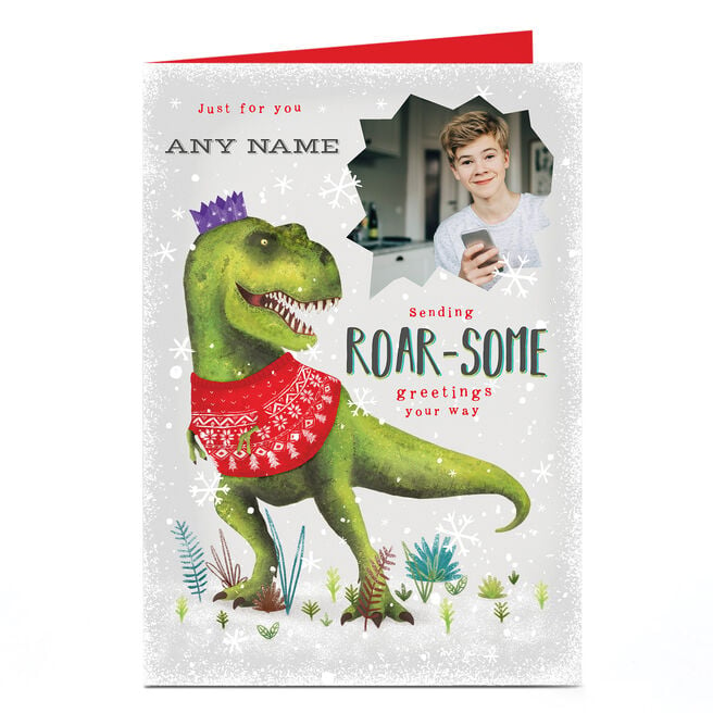 Personalised Photo Christmas Card - Roar-some Greetings Any Name