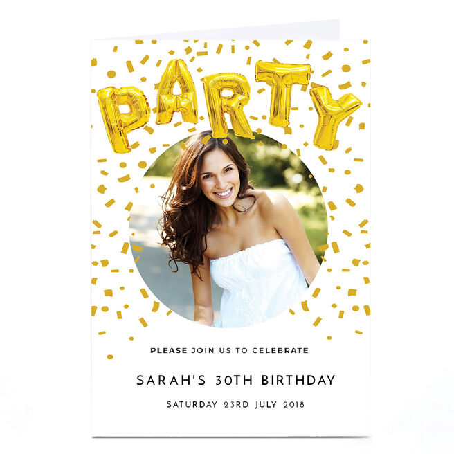 Photo Party Invitation - Party Balloons
