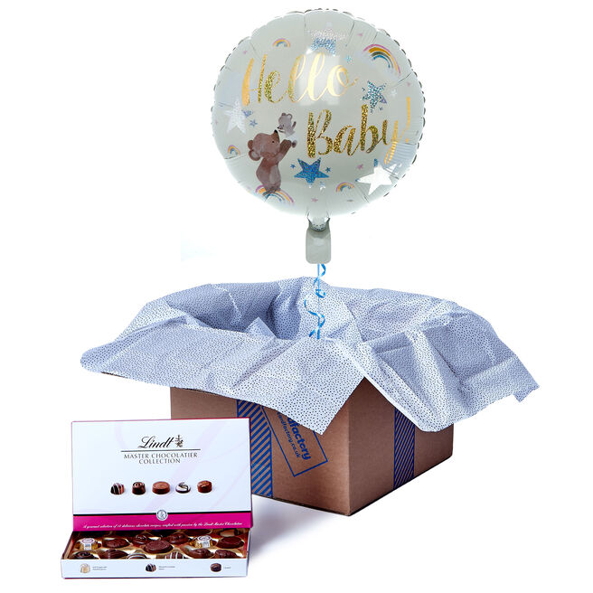 Hello Baby Balloon & Lindt Chocolate Box