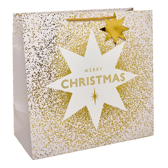 Merry Christmas Gold Star Giant Square Gift Bag