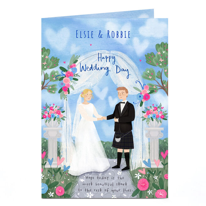 Personalised Marriage Ceremony Black Kilt Wedding Card