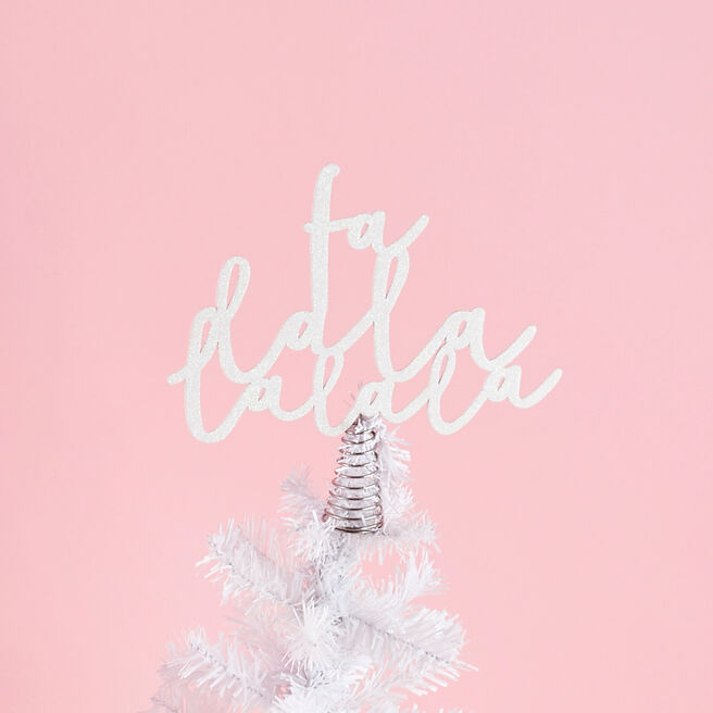 White Falala Wooden Christmas Tree Topper