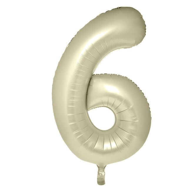 Large Cream 34-Inch Number 6 Balloon - Uninflated