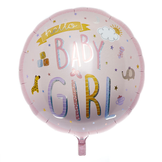Hello Baby Girl 31-Inch Foil Helium Balloon 