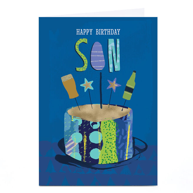Personalised Rebecca Prinn Birthday Card - Birthday Cake, Son